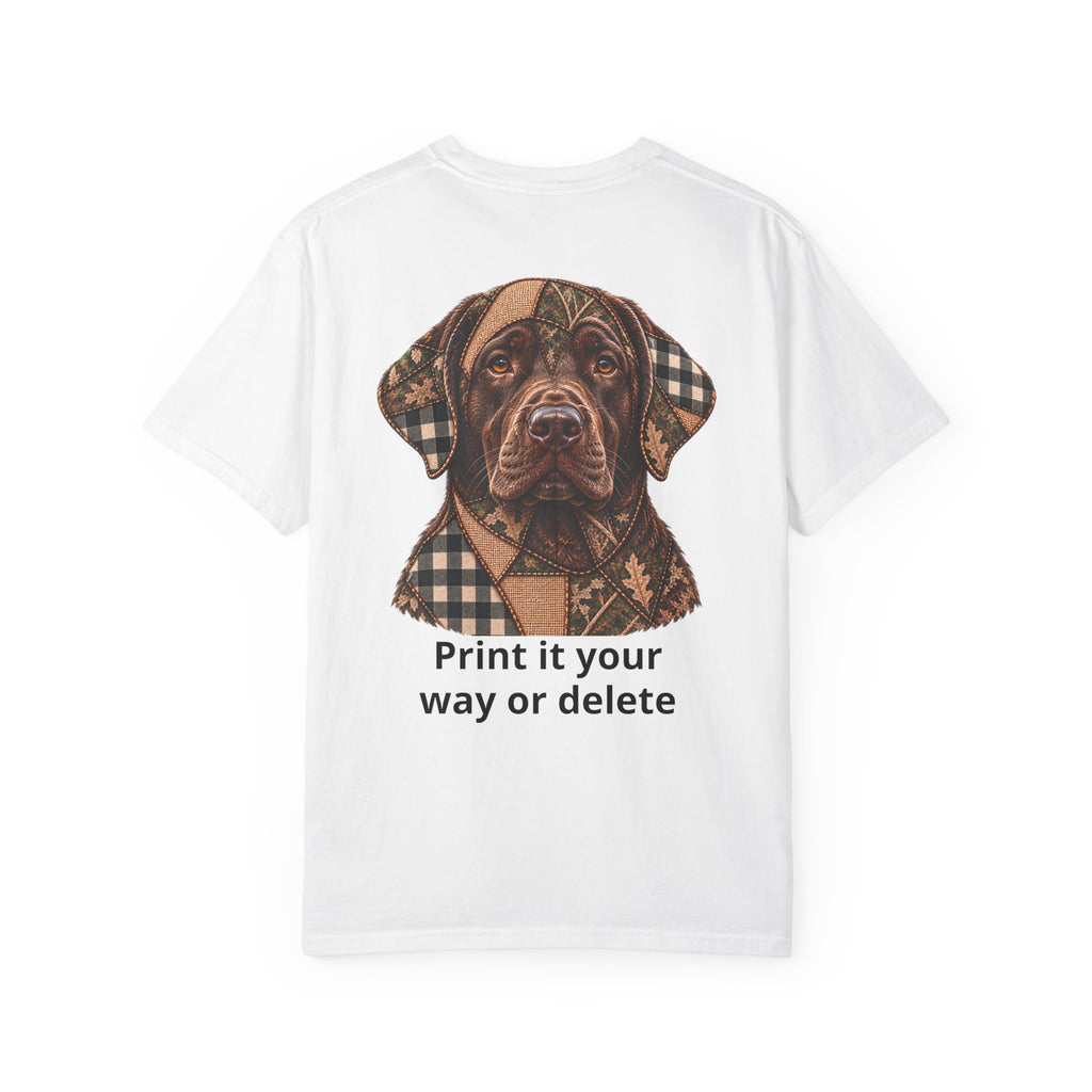 Faux Patchwork Chocolate Lab Shirt, Labrador Hunting T-Shirt, Arkansas Hunter Gift