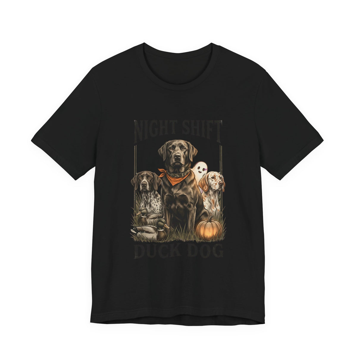 Night Shift Duck Dog T‑Shirt | Spooky Hunting, Retriever Graphic