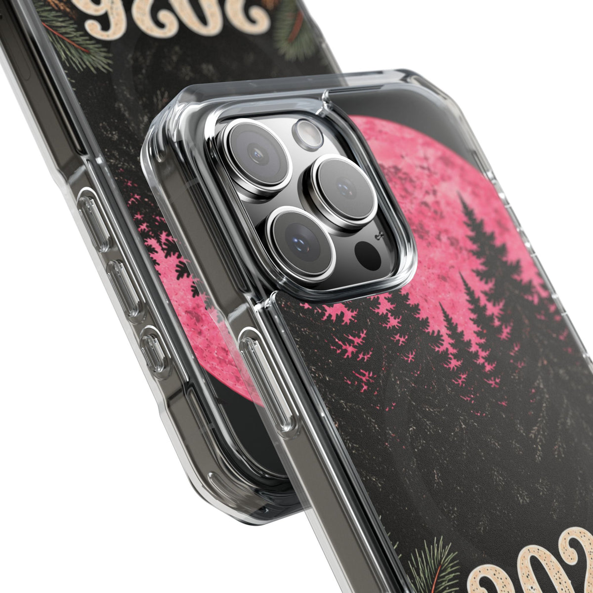 2026 Pink Moon Forest Phone Case — Clear Magnetic Protective Cover