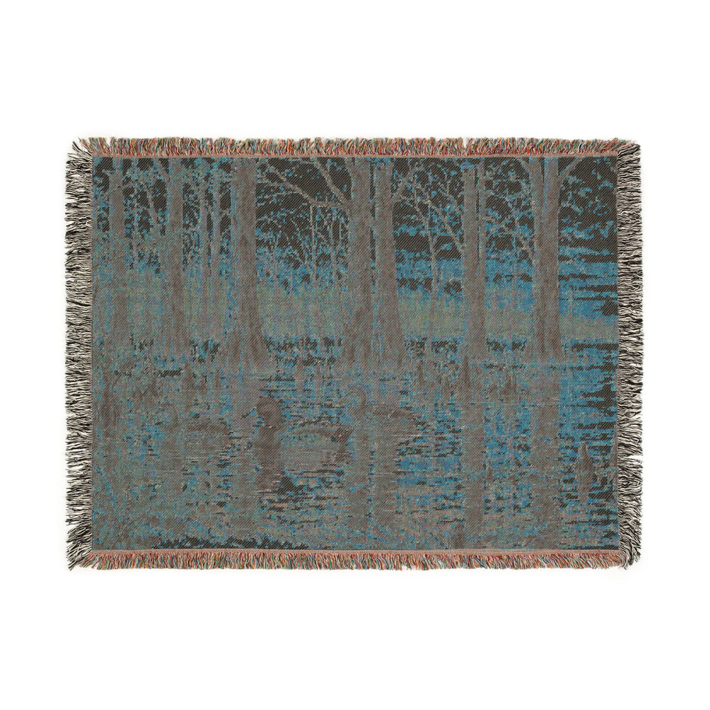 Duck Marsh Woven Blanket — Scenic Woodland Duck Hunting Throw