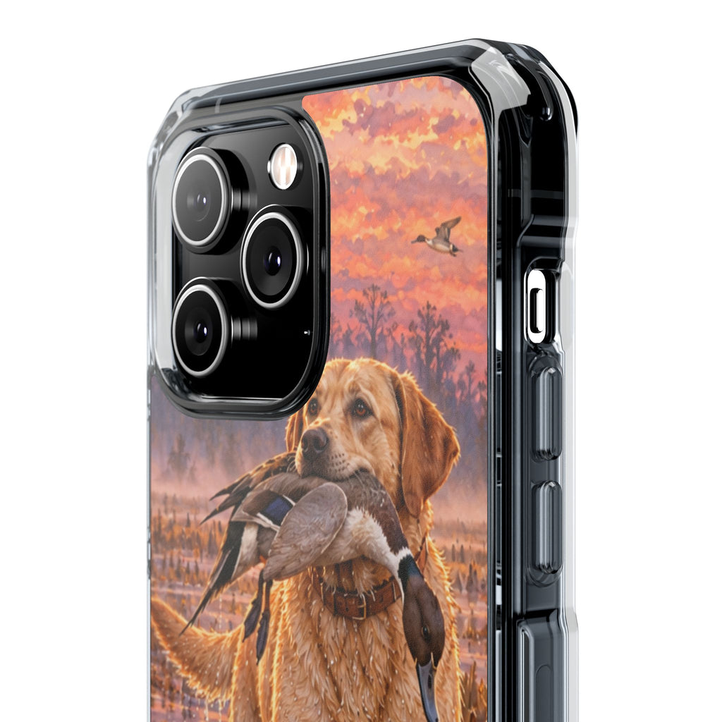 Clear Magnetic Phone Case — Lab with Duck swamp