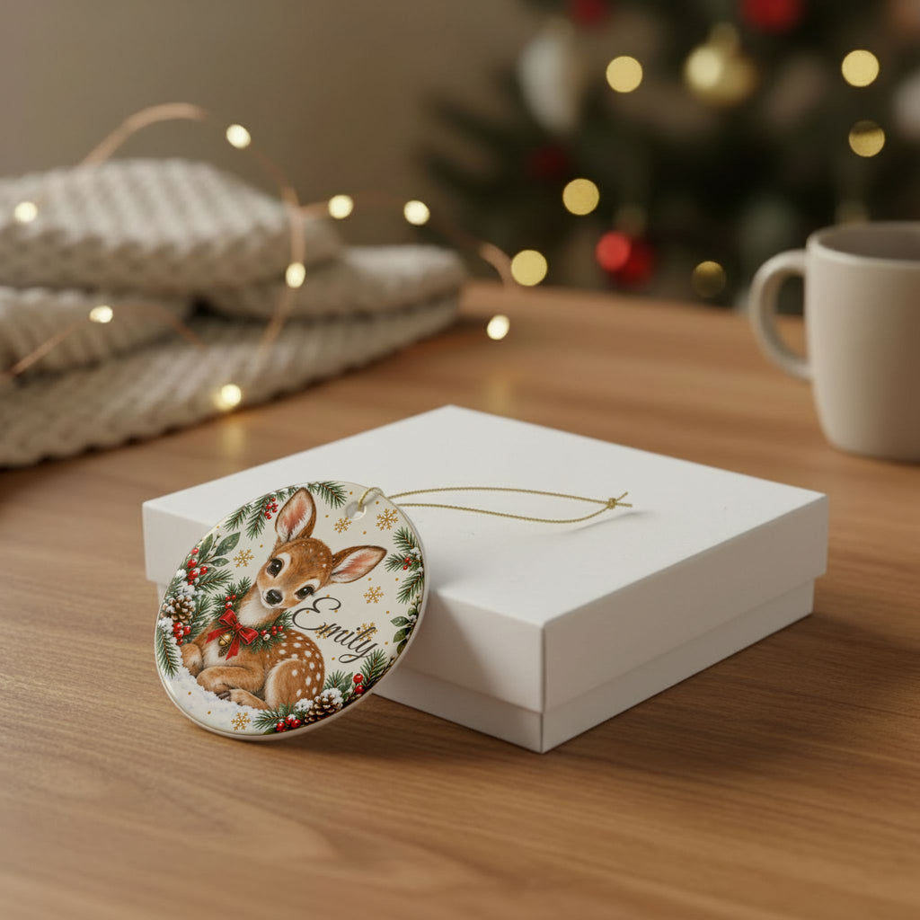 Personalized Fawn Hunter Ornament, Custom Name 2026 Deer Christmas Keepsake, Hunter Gift
