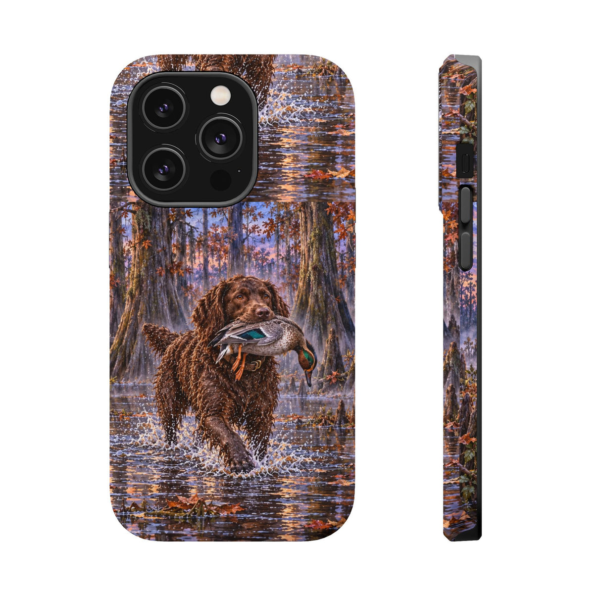Clear Magnetic Phone Case — Boykin spaniel with Duck swamp