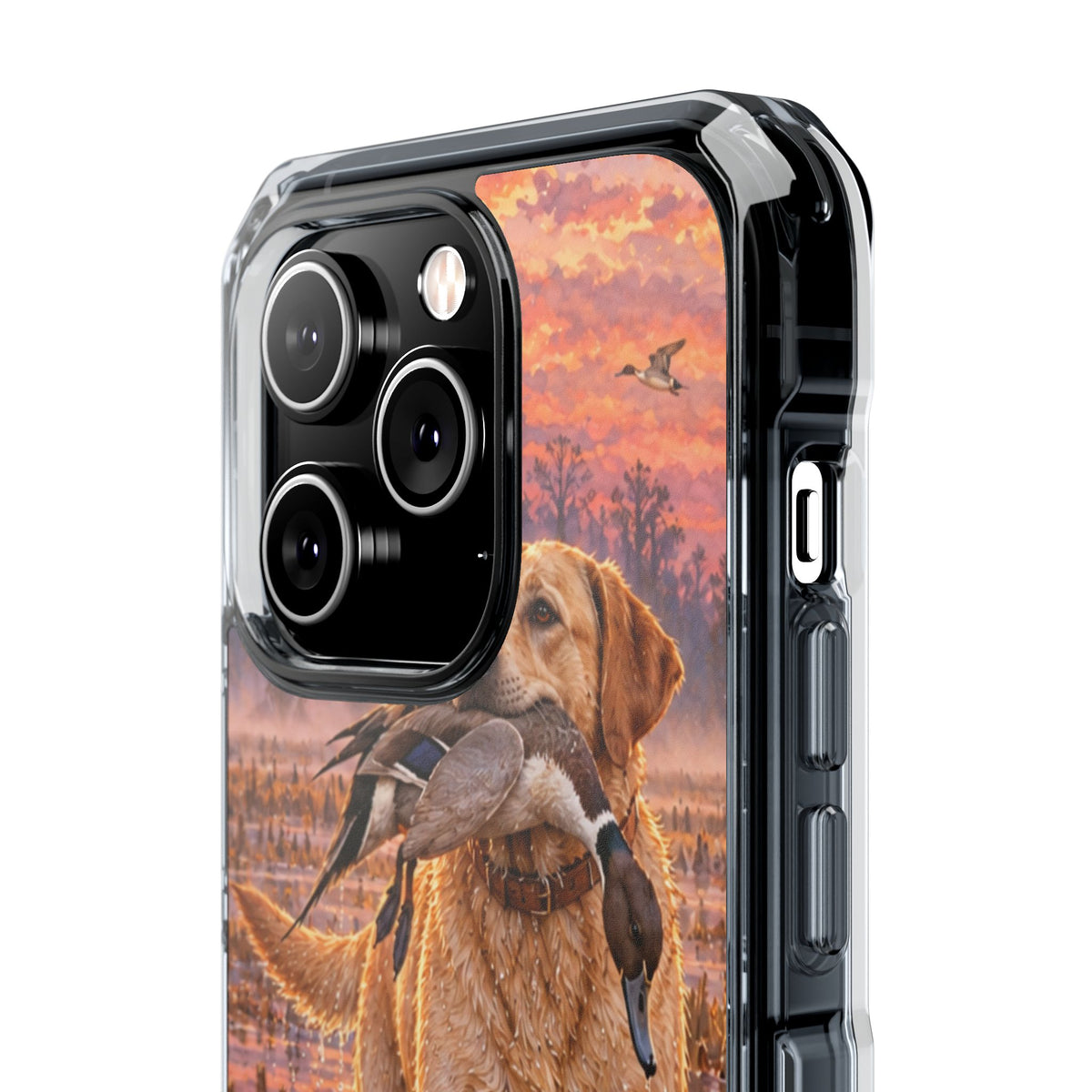 Clear Magnetic Phone Case — Lab in swamp with duck