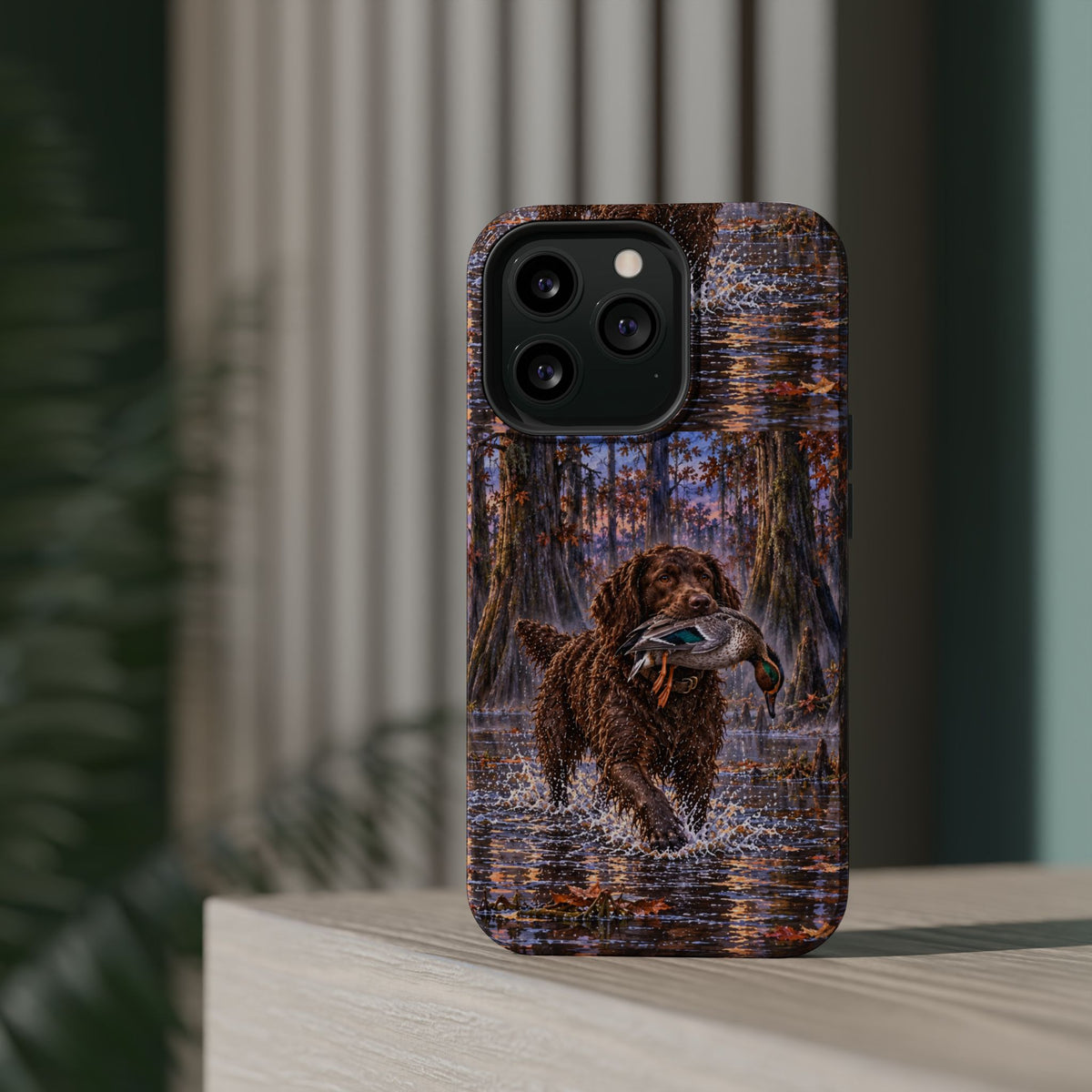 Clear Magnetic Phone Case — Boykin spaniel with Duck swamp