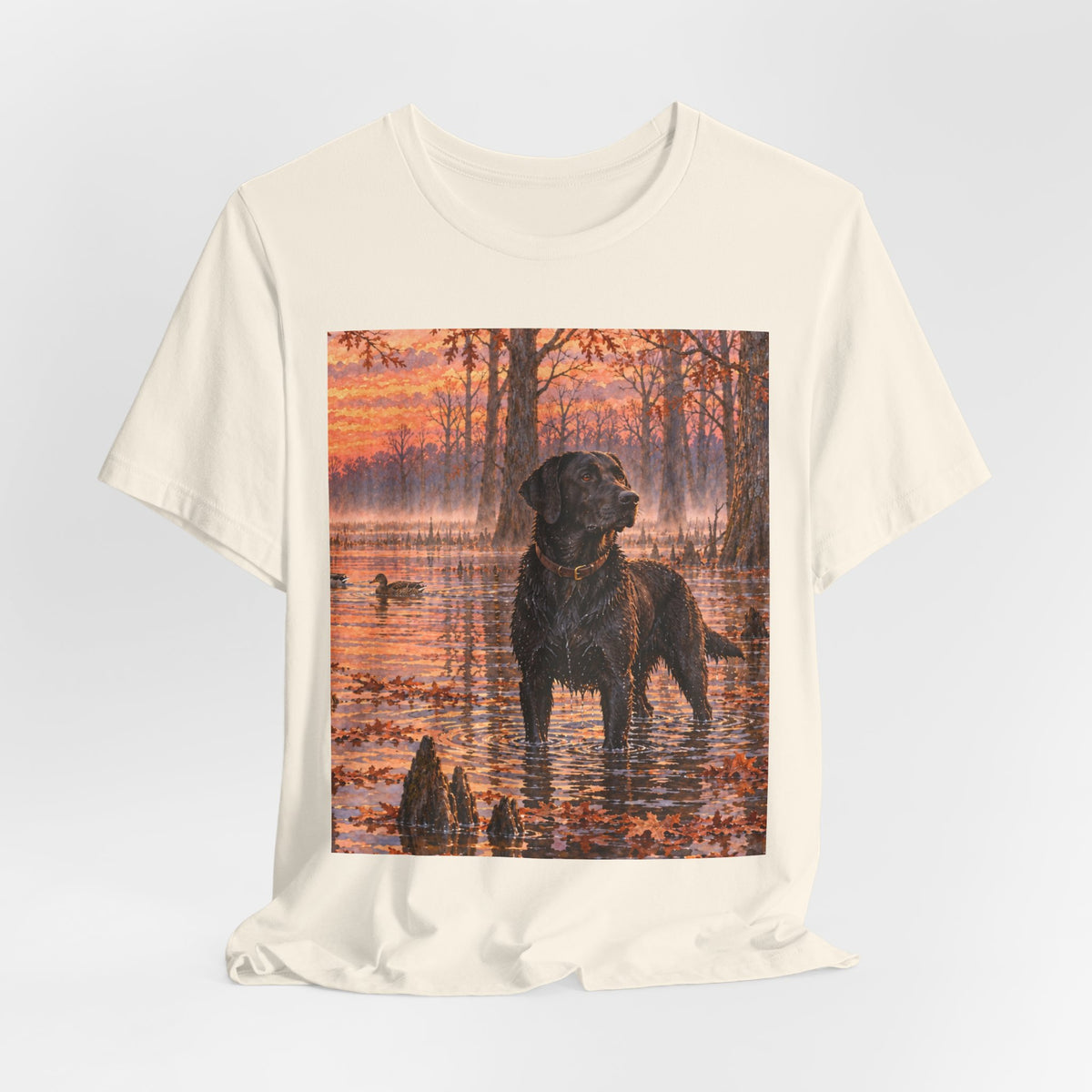 Sunset Bay Labrador Tee — Black Lab Dog Sunset Shirt