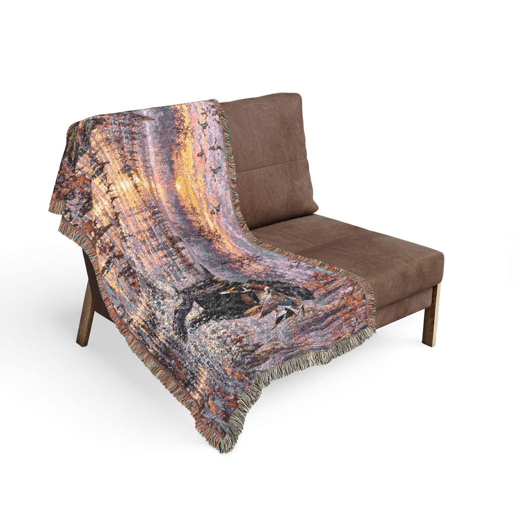 Duck Marsh Woven Blanket — Black Lab Scenic Woodland Duck Hunting Throw