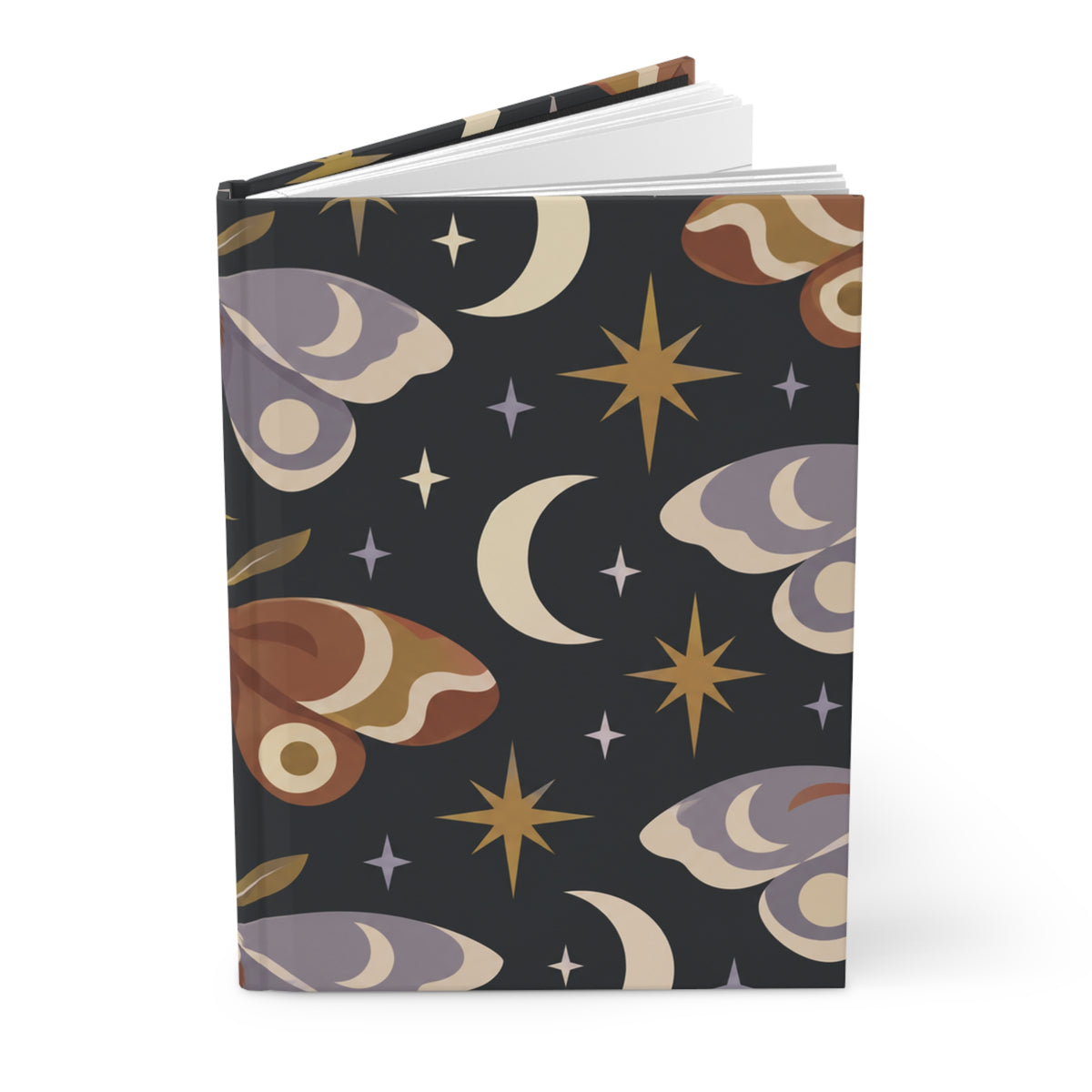 Celestial Moth Hardcover Journal — Lined Night Sky Notebook