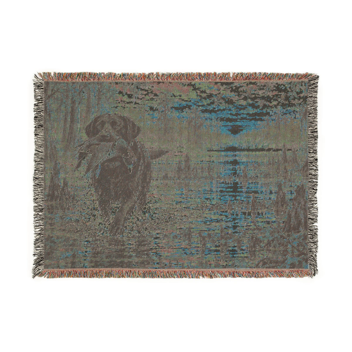 Duck Marsh Woven Blanket — Black Lab Scenic Woodland Duck Hunting Throw