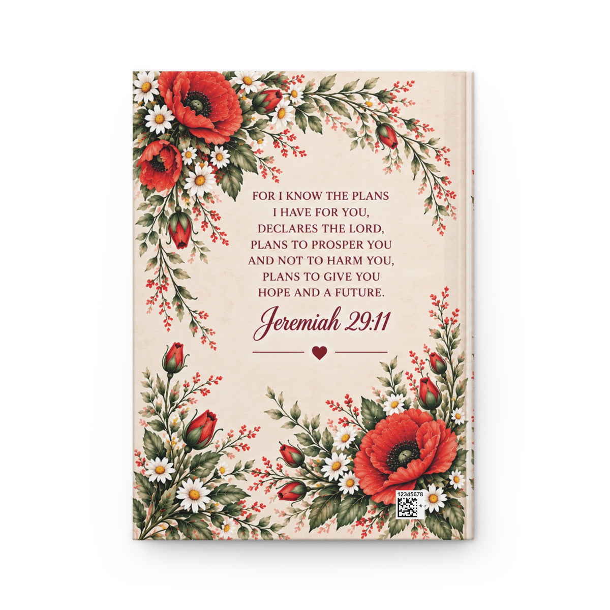 Personalized August Birth Flower Prayer Journal, Poppy Christian Journal, Jeremiah 29:11 Notebook, Personalized Faith Gift for Women, Bible Study Journal