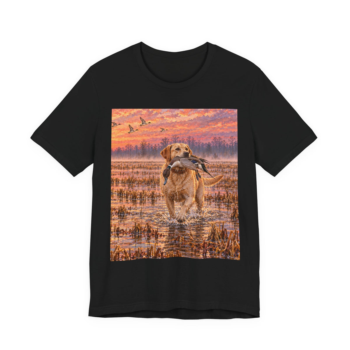 Sunset Retriever T-Shirt — Golden Retriever Sunset Scene Tee