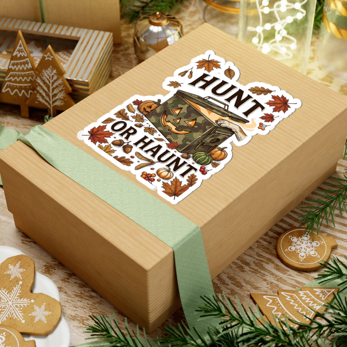 Hunt or Haunt Pumpkin Ammo Can Sticker | Spooky Hunting, Fall Leaves