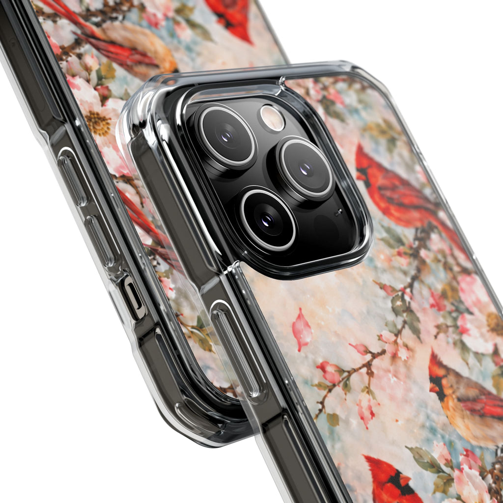 Clear Magnetic Phone Case — Cardinal Flock Scene