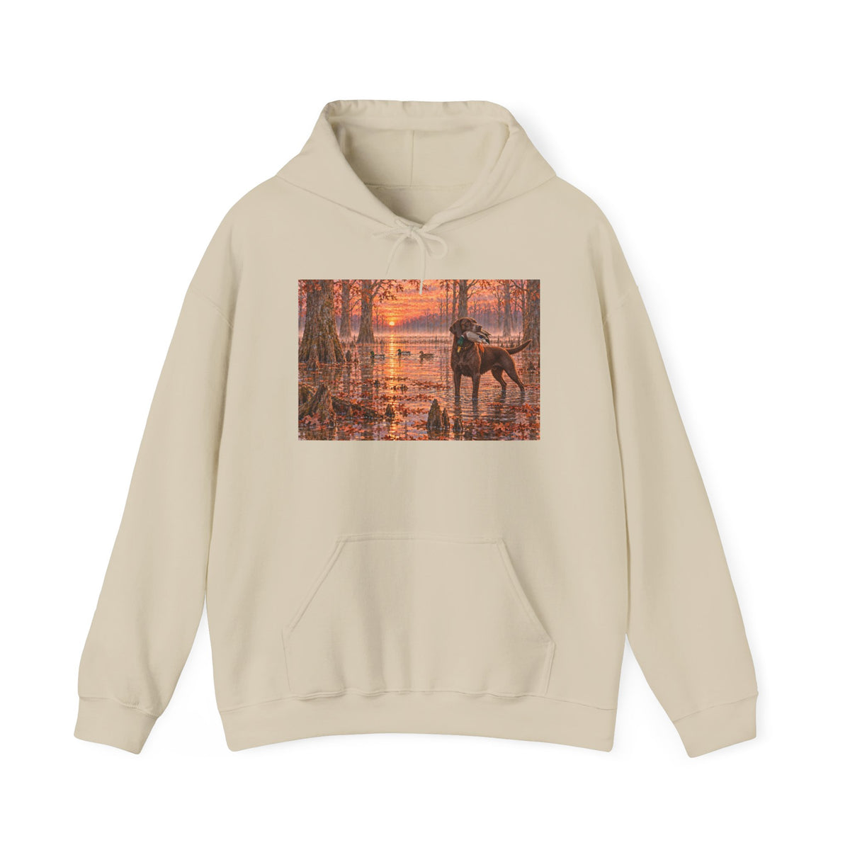 Autumn Hunting Dog Forest Hoodie — Scenic Fall Wildlife Sweatshirt