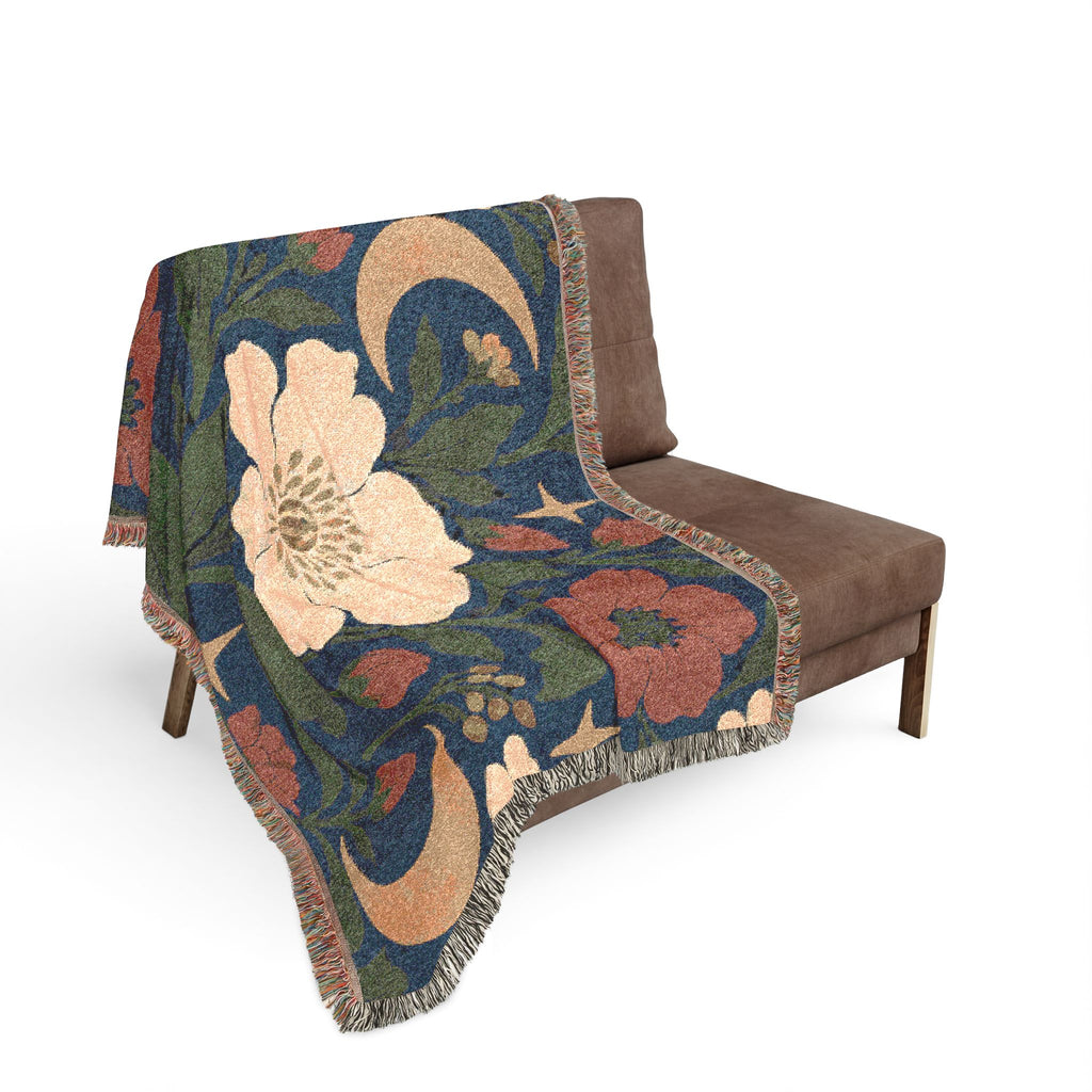 Boho Geometric Woven Blanket — Retro Floral Tile Soft Throw