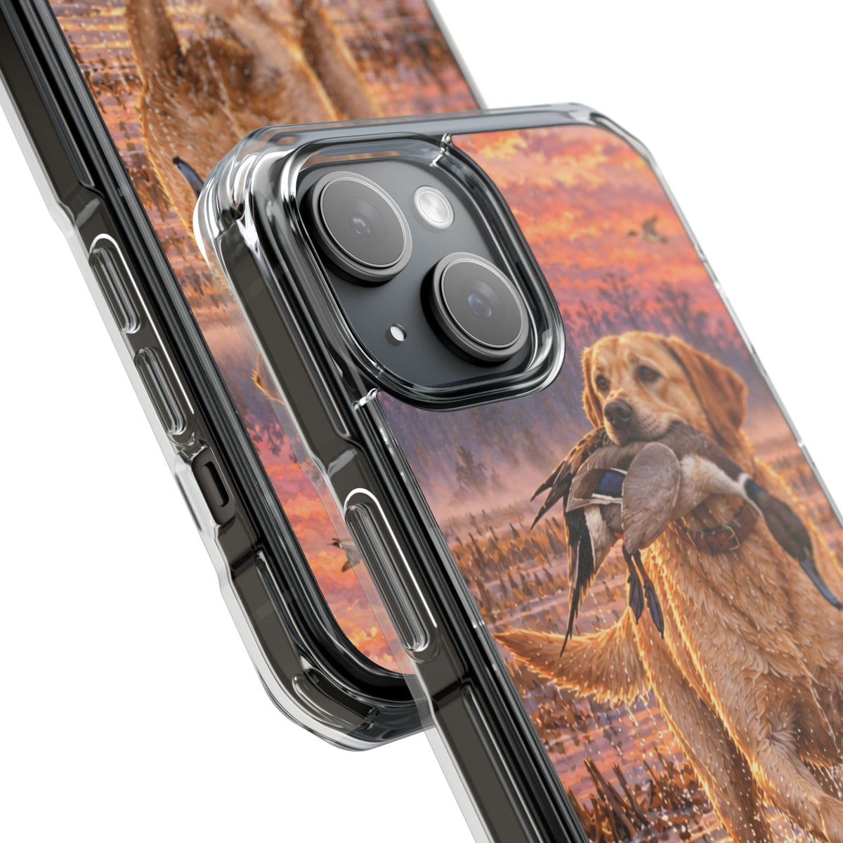 Clear Magnetic Phone Case — Lab in swamp with duck