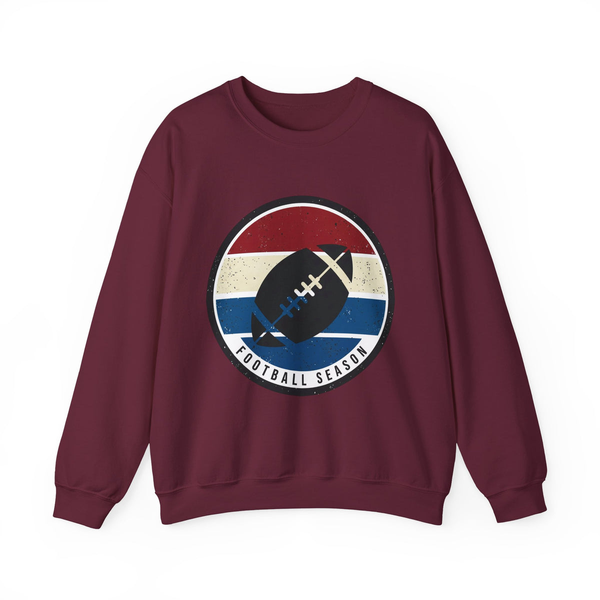 Retro Football Season Crewneck Sweatshirt | Vintage Stripe Football Logo