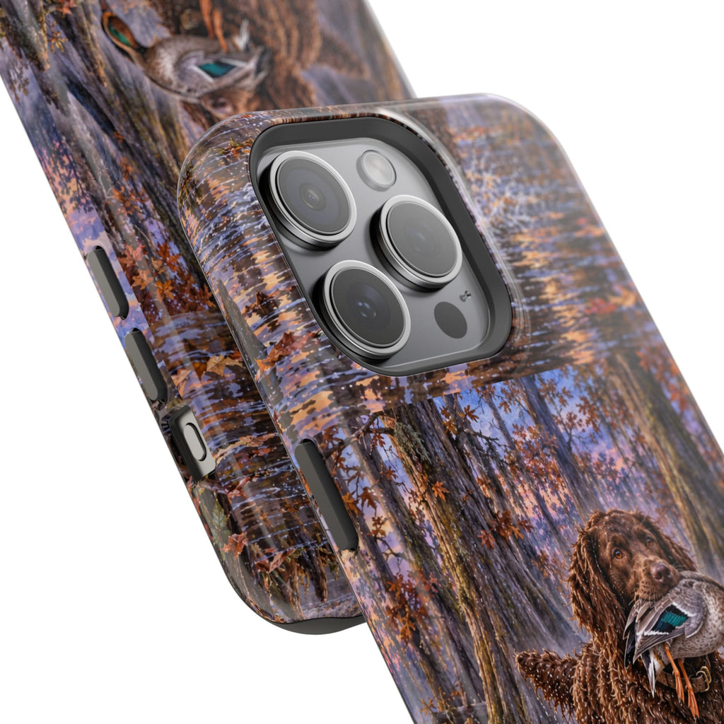 Clear Magnetic Phone Case — Boykin spaniel with Duck swamp