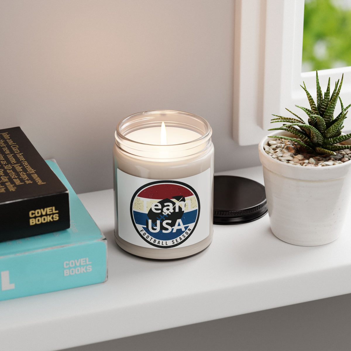 Football Season Soy Candle, 9oz | Vintage Striped Football Label