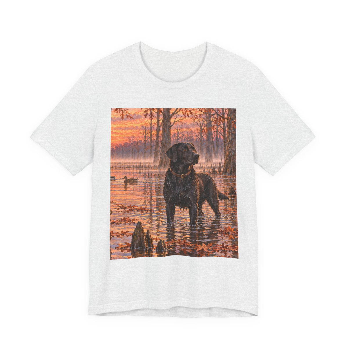 Sunset Bay Labrador Tee — Black Lab Dog Sunset Shirt