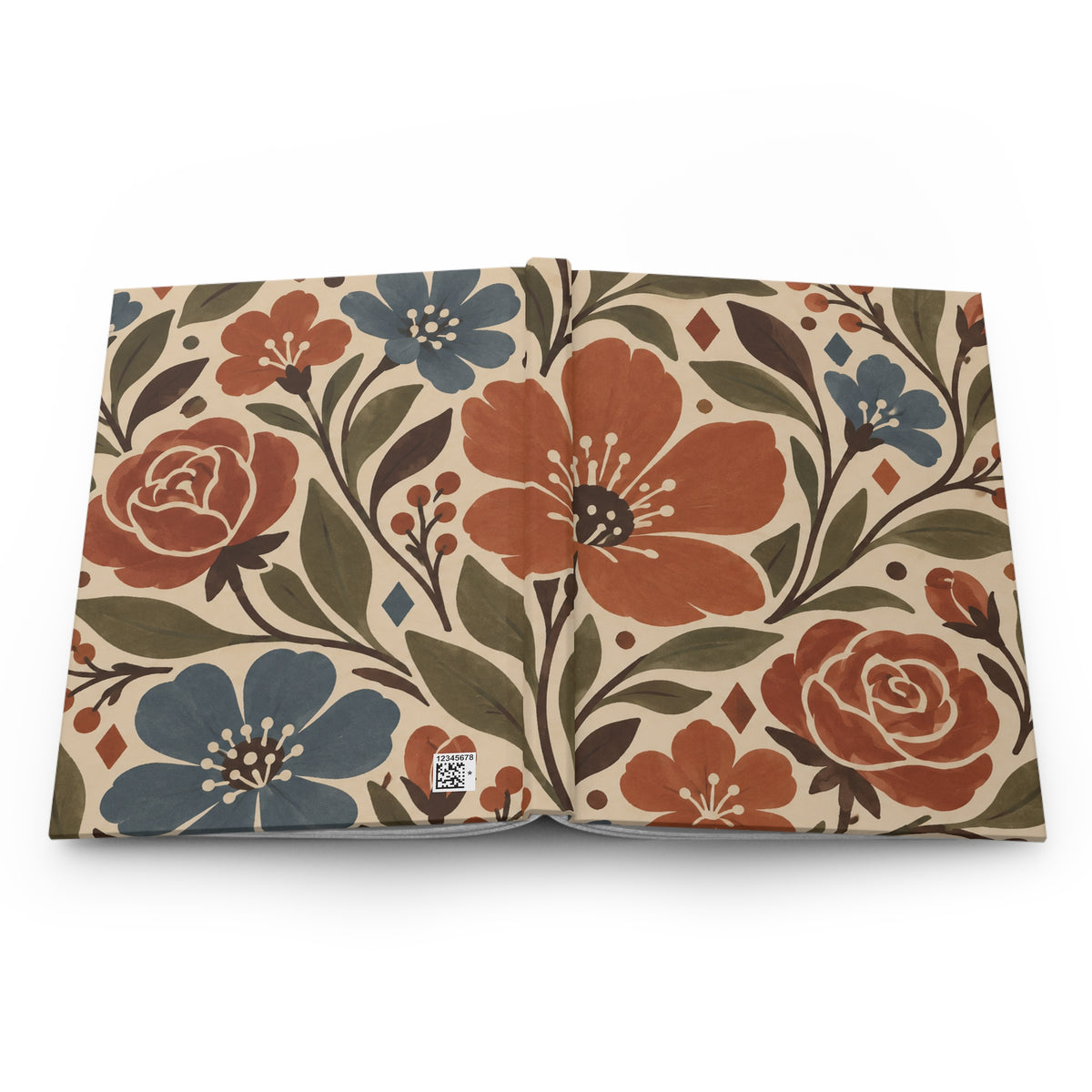 Floral Vintage Hardcover Journal — Lined Notebook with Earthy Botanical Cover