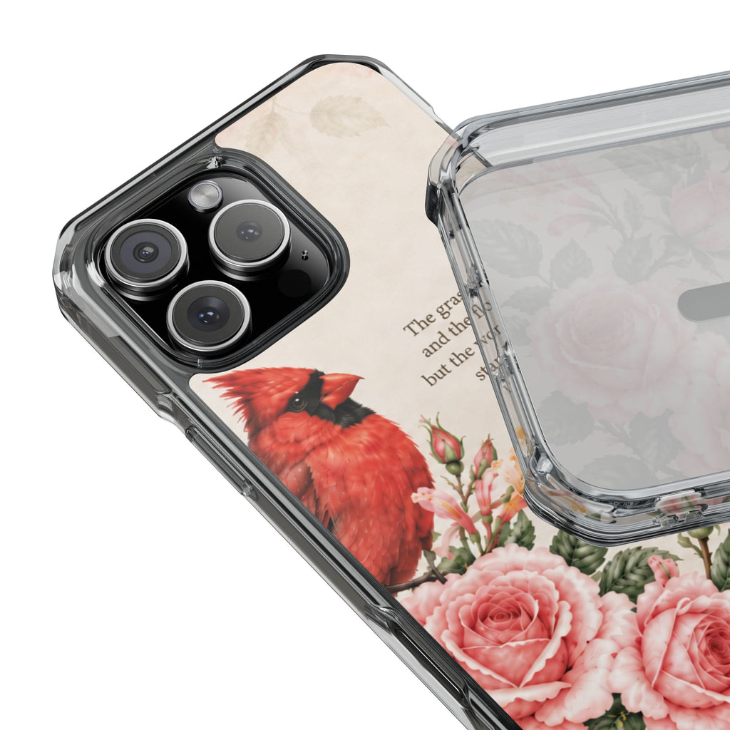Clear Magnetic Phone Case — Cardinal Scene Isiah 40:8