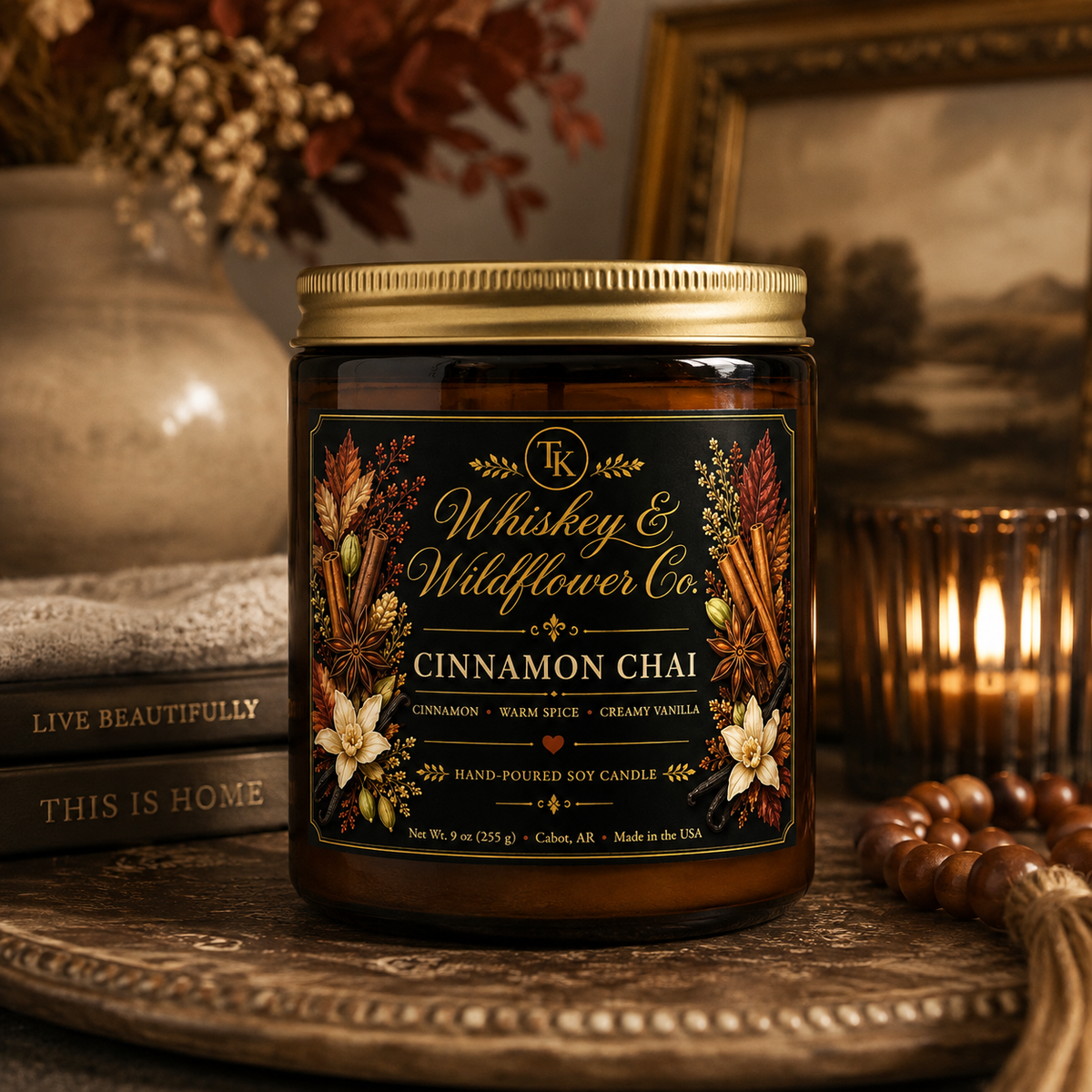 Cinnamon Chai Candle Amber Jar 9oz