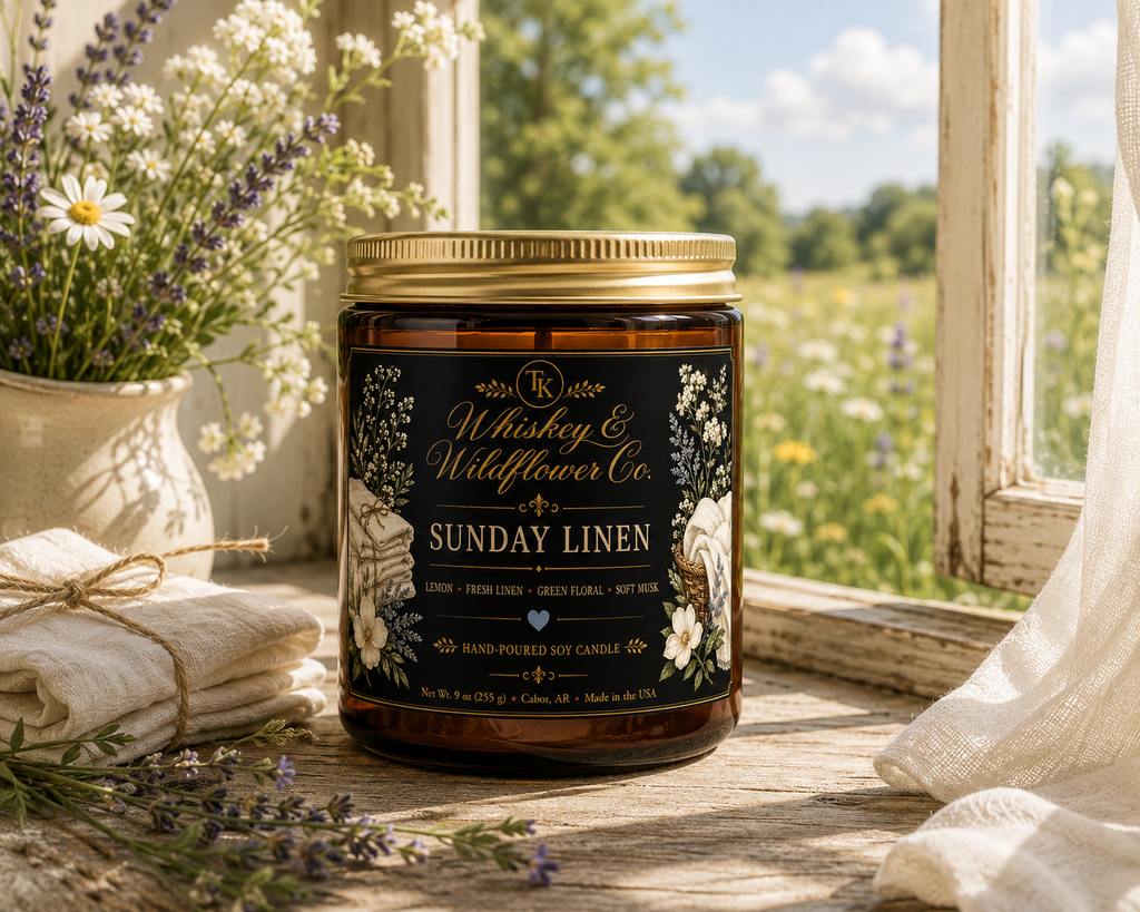 Sunday Linen Candle Amber Jar 9oz