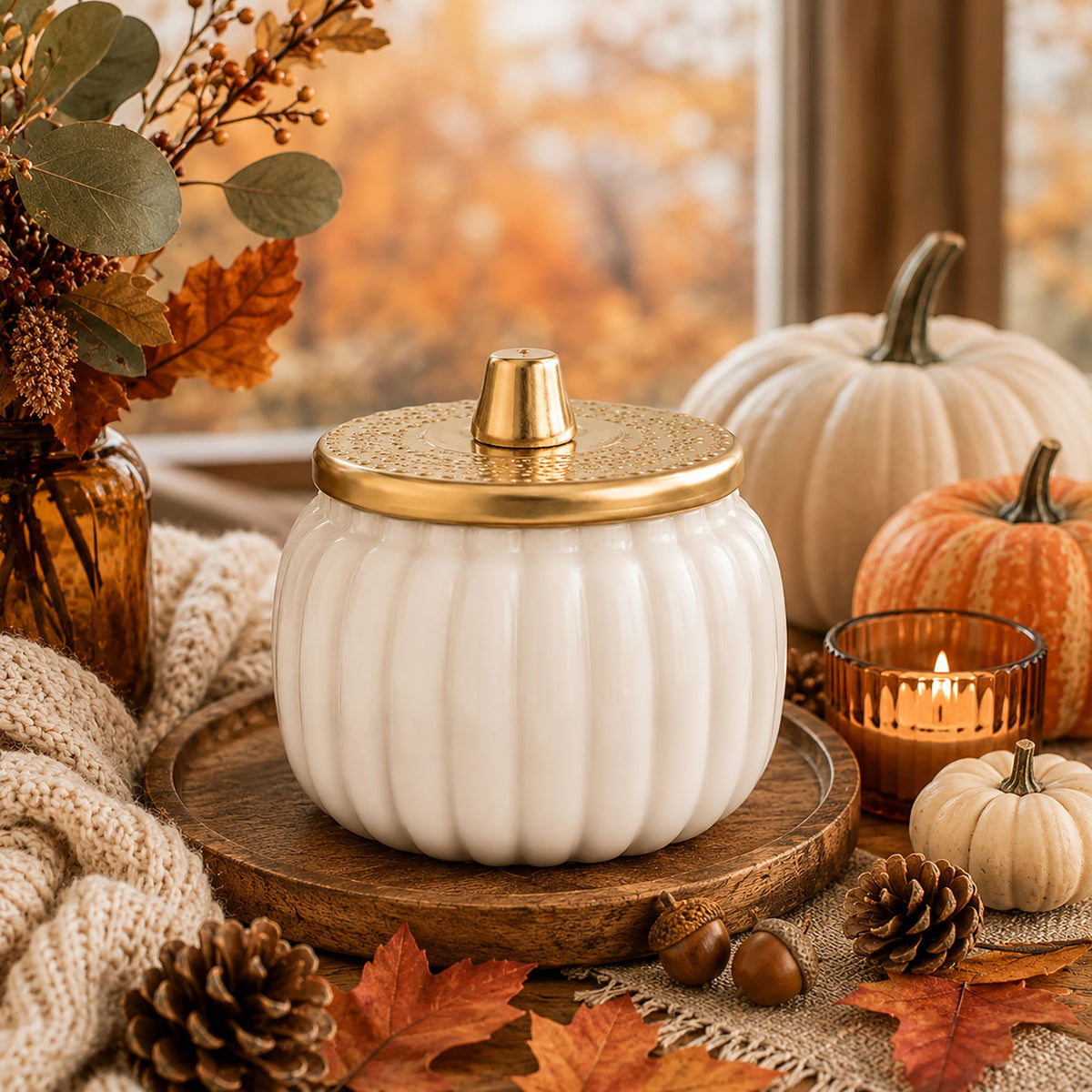 Cashmere Vanilla - Ivory Harvest Ceramic Pumpkin Candle
