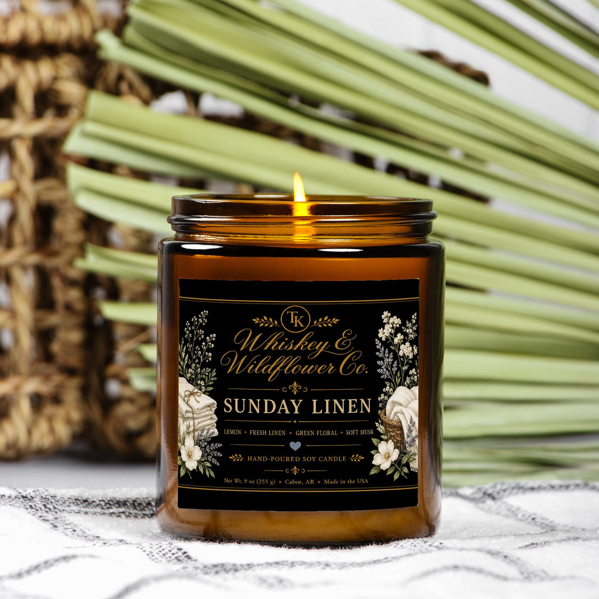 Sunday Linen Candle Amber Jar 9oz