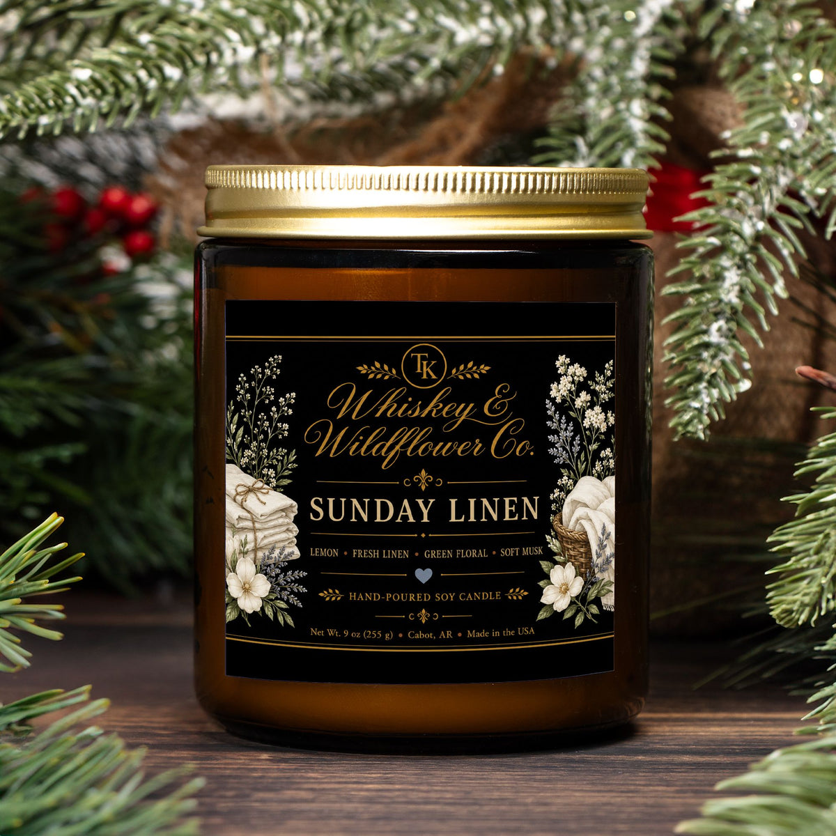 Sunday Linen Candle Amber Jar 9oz