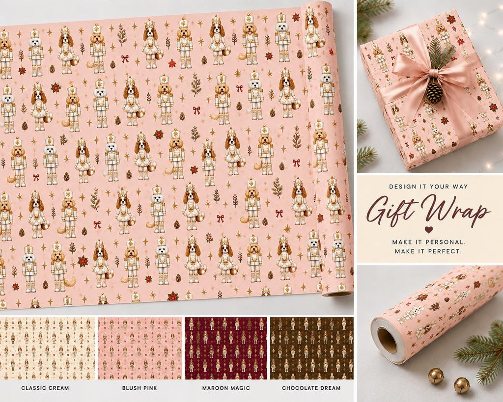 Wrapping Paper Roll Nutcracker Dogs— Customizable 'Print It Your Way' Gift Wrap