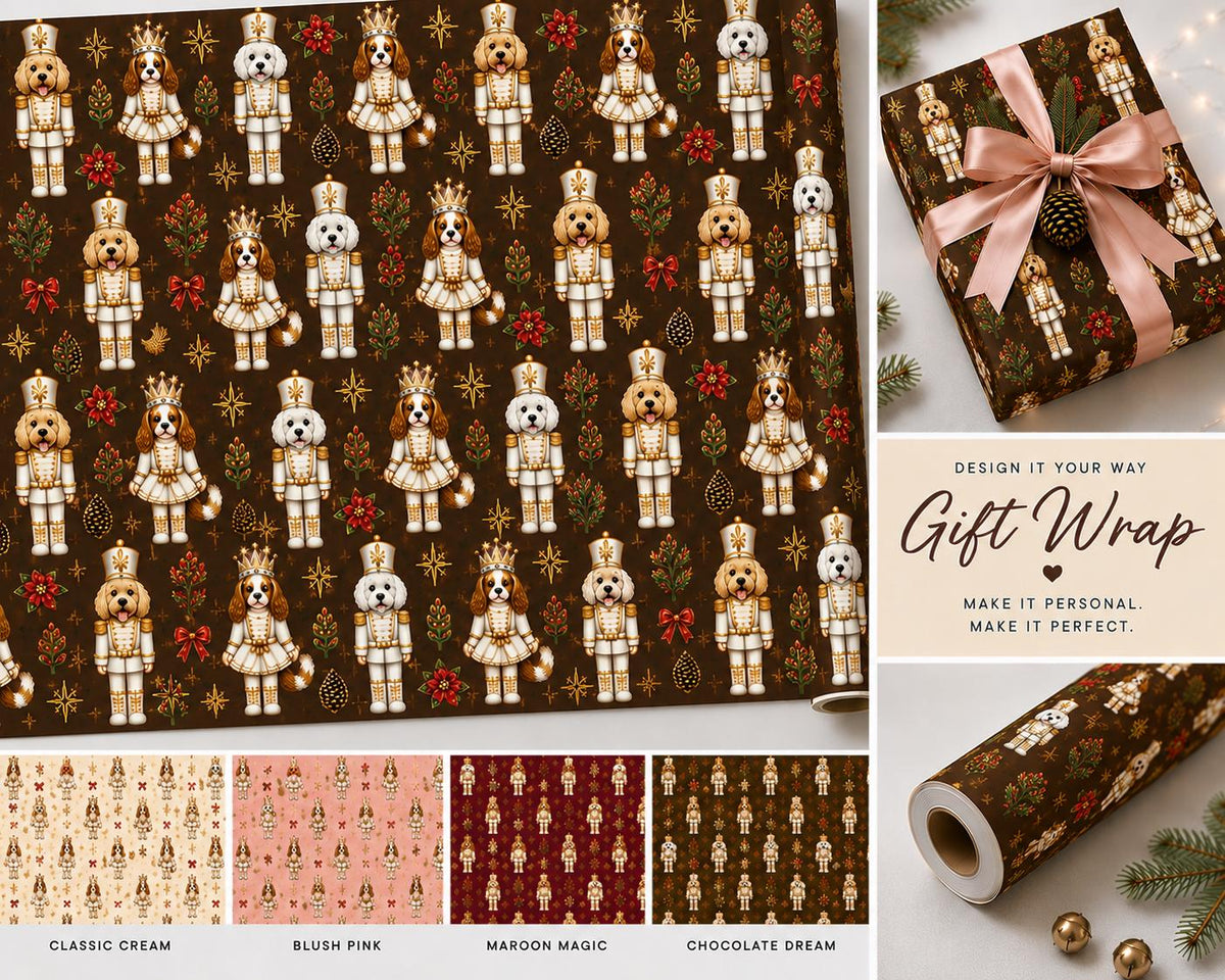 Wrapping Paper Roll Nutcracker Dogs— Customizable 'Print It Your Way' Gift Wrap