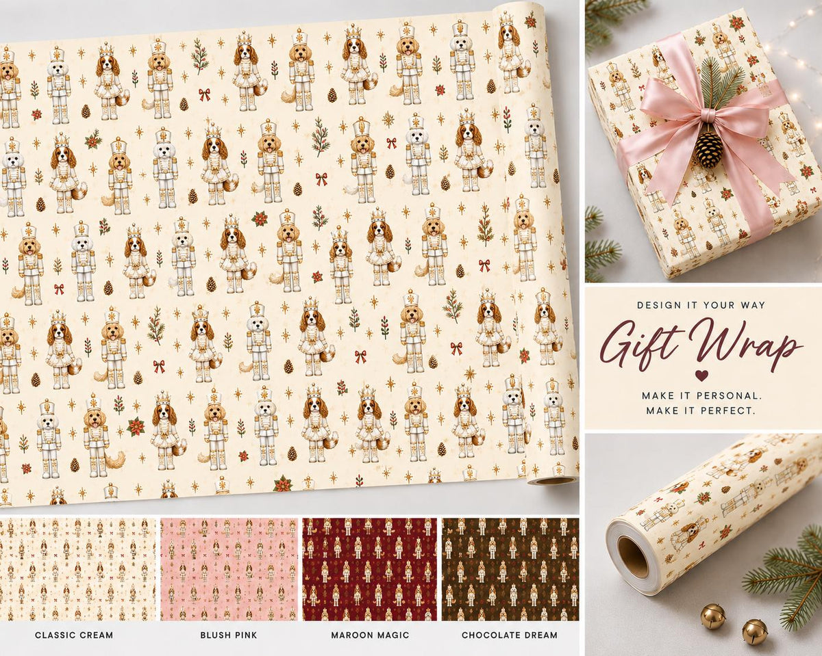 Wrapping Paper Roll Nutcracker Dogs— Customizable 'Print It Your Way' Gift Wrap