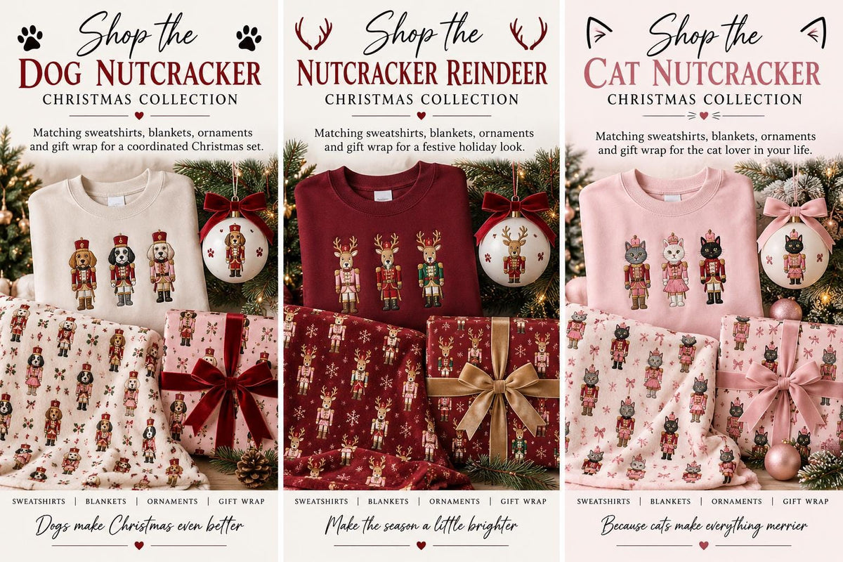 Wrapping Paper Roll Maroon Nutcracker Reindeer Customizable 'Print It Your Way' Gift Wrap